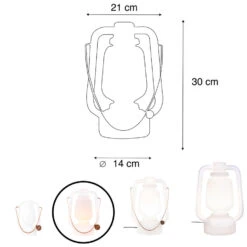 QAZQA Tafellamp Oplaadbaar 30 Cm IP44 Wit - Storm Small 8 QAZQA Tafellamp Oplaadbaar 30 Cm IP44 Wit - Storm Small -Woonaccessoires Verkoop 1000014991 0102