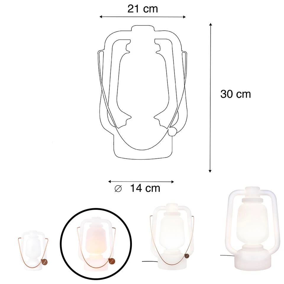 QAZQA Tafellamp Oplaadbaar 30 Cm IP44 Wit - Storm Small 5 QAZQA Tafellamp Oplaadbaar 30 Cm IP44 Wit - Storm Small - Afbeelding 3