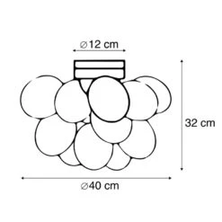 QAZQA Design Plafondlamp Zwart Met Amber Glas 4-lichts - Uvas -Woonaccessoires Verkoop 1000025196 0102