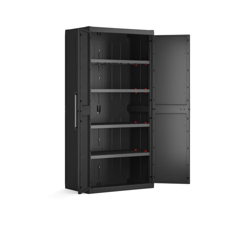 Keter Detroit XL Hoge Kast - 4 Planken - 89x54x182cm - Zwart 6 Keter Detroit XL Hoge Kast - 4 Planken - 89x54x182cm - Zwart - Afbeelding 4