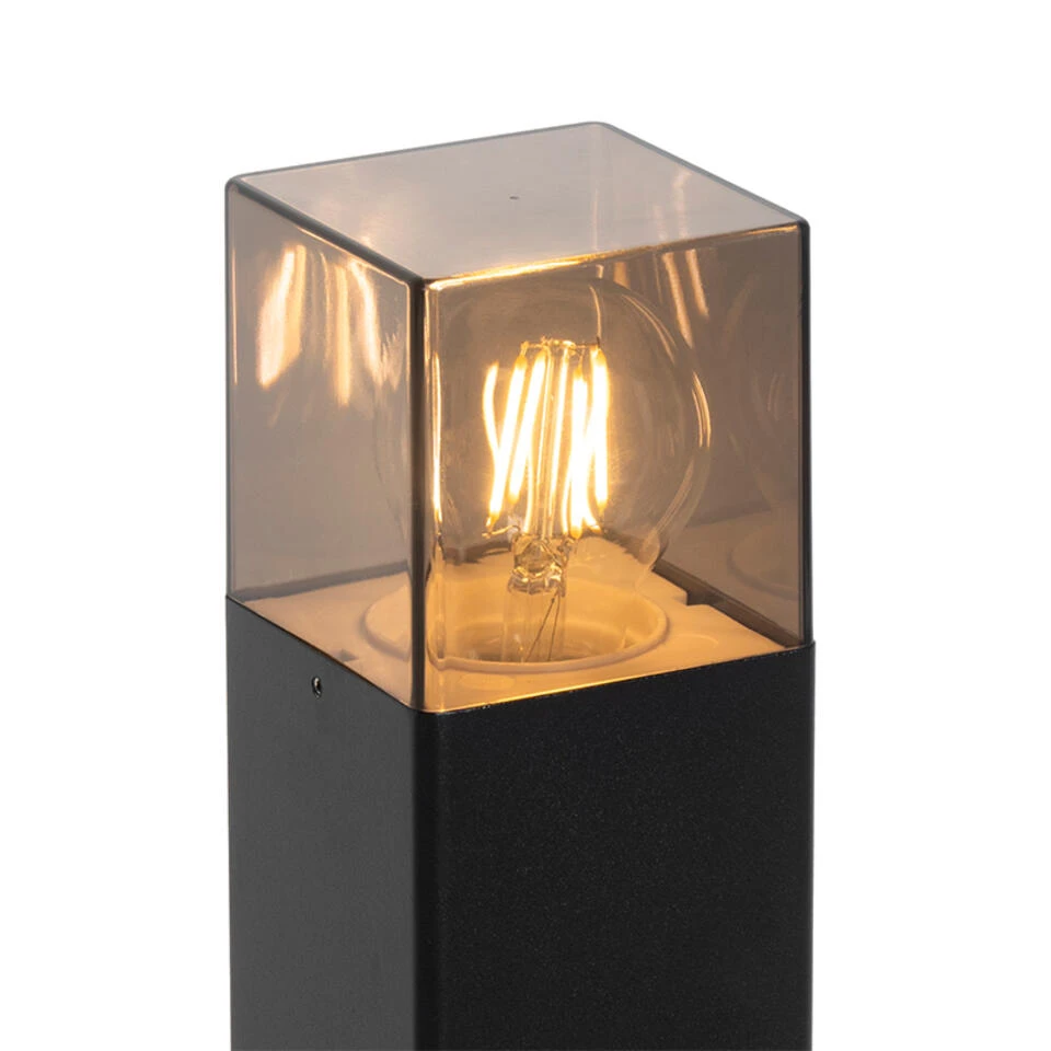 QAZQA Staande Buitenlamp Zwart 50 Cm IP44 Met Smoke Glass - Denmark 4 QAZQA Staande Buitenlamp Zwart 50 Cm IP44 Met Smoke Glass - Denmark - Afbeelding 2