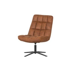 WOOOD Dirkje Draaifauteuil - Leerlook - Cognac - 101x70x85 -Woonaccessoires Verkoop 1000052487 0103