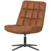 WOOOD Dirkje Draaifauteuil - Leerlook - Cognac - 101x70x85 -Woonaccessoires Verkoop 1000052487