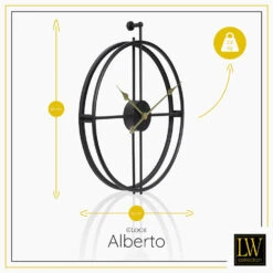 LW Collection Wandklok Alberto Zwart Met Gouden Wijzers 42cm 8 LW Collection Wandklok Alberto Zwart Met Gouden Wijzers 42cm -Woonaccessoires Verkoop 1000064278 0102