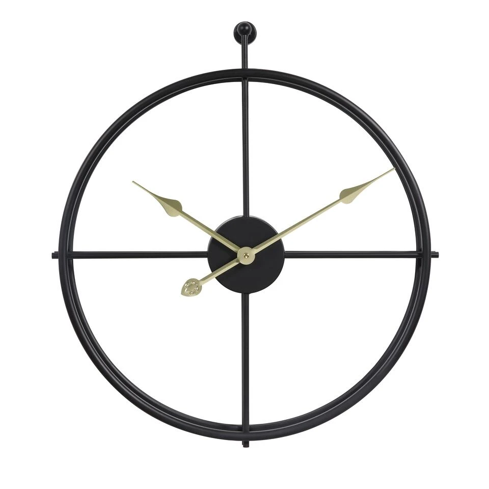 LW Collection Wandklok Alberto Zwart Met Gouden Wijzers 42cm 3 LW Collection Wandklok Alberto Zwart Met Gouden Wijzers 42cm
