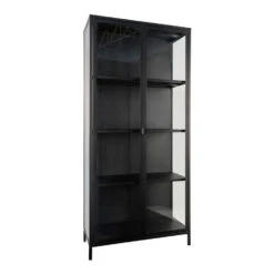 Giga Meubel Vitrinekast Metaal Zwart - 35x80x175cm - Kast Brisbane -Woonaccessoires Verkoop 1000069365 0102
