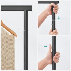 O'DADDY® Kledingrek Op 4 Grote Wielen - Tot 130 Kg Stabiel - Zwart -Woonaccessoires Verkoop 1000074129 0102