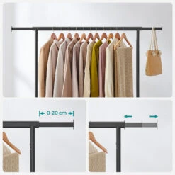 O'DADDY® Kledingrek Op 4 Grote Wielen - Tot 130 Kg Stabiel - Zwart -Woonaccessoires Verkoop 1000074129 0103