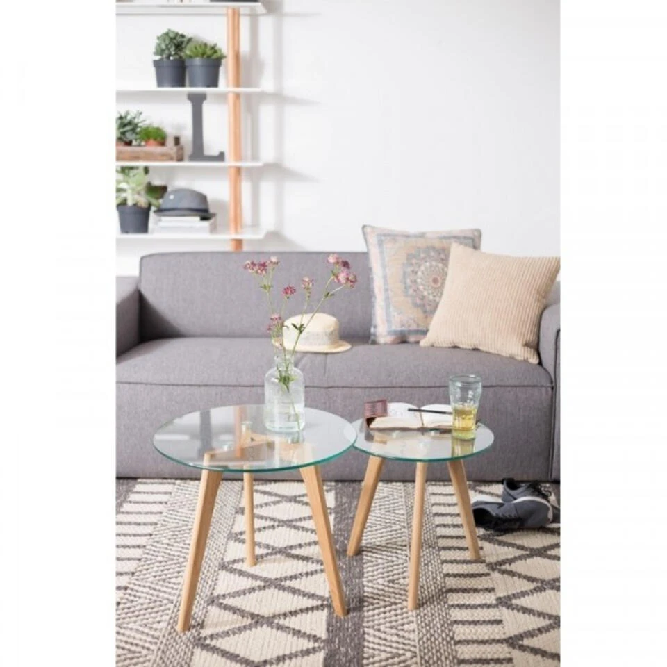 Giga Meubel Bijzettafel Rond Set Van 2 - Glas & Hout - Tafel Bror 3 Giga Meubel Bijzettafel Rond Set Van 2 - Glas & Hout - Tafel Bror - Afbeelding 2