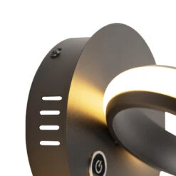 QAZQA Design Wandlamp Zwart 3-stap Touchdimmer Incl. LED - Twisted -Woonaccessoires Verkoop 1000078853 0103