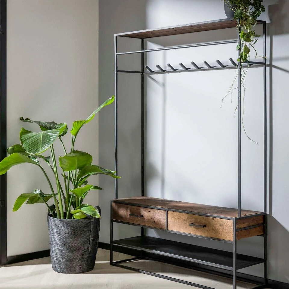 Garderobe Kapstok Brent 35x120x180cm - Hout - Grijs 5 Garderobe Kapstok Brent 35x120x180cm - Hout - Grijs - Afbeelding 3