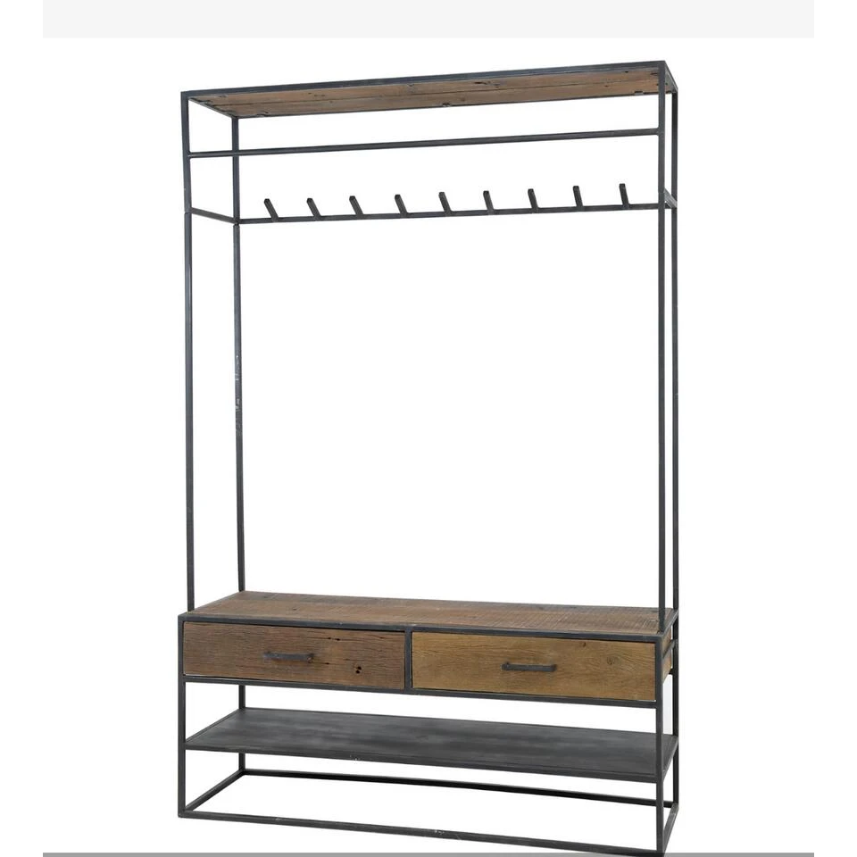 Garderobe Kapstok Brent 35x120x180cm - Hout - Grijs 3 Garderobe Kapstok Brent 35x120x180cm - Hout - Grijs