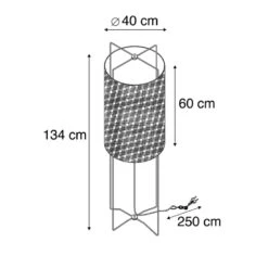 QAZQA Design Vloerlamp Zwart Linnen Kap - Rich -Woonaccessoires Verkoop 1000080978 0102