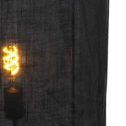 QAZQA Design Vloerlamp Zwart Linnen Kap - Rich -Woonaccessoires Verkoop 1000080978 0103