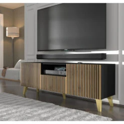 TV Meubel Ravenna P Painted MDF 56x150x42 Zwart -Woonaccessoires Verkoop 1000088535 0102