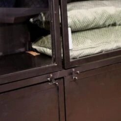 Cavetown Vitrinekast Industrieel Garcia Zwart - 45x140x185 Cm -Woonaccessoires Verkoop 1000094167 0102