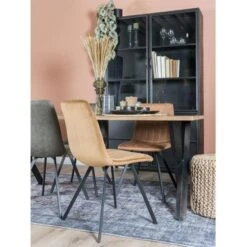 Romy Vitrinekast Industrieel Zwart - 35x120x200 Cm -Woonaccessoires Verkoop 1000094246 0103