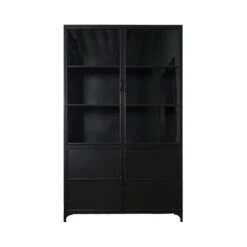 Romy Vitrinekast Industrieel Zwart - 35x120x200 Cm