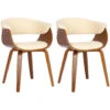 CLP Set Van 2 Bruce Eetkamerstoelen Frame Walnoot Kunstleder Crème -Woonaccessoires Verkoop 1000100746