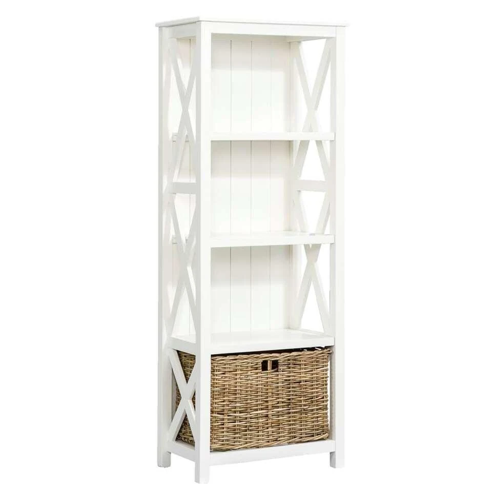 Boekenkast Valerie - Off-white - 160x60x35 Cm 3 Boekenkast Valerie - Off-white - 160x60x35 Cm - Afbeelding 2