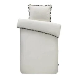 Dindi Home Dekbedovertrek Fleeky Fringes Effen - Wit - 140x200/220 Cm
