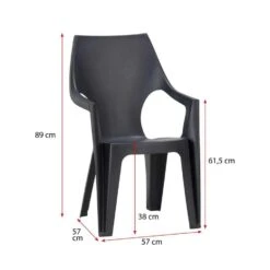 Keter - Stapelstoel Dante Hoge Rug - Donkergrijs - 89x57x57 Cm -Woonaccessoires Verkoop 50100437 9601